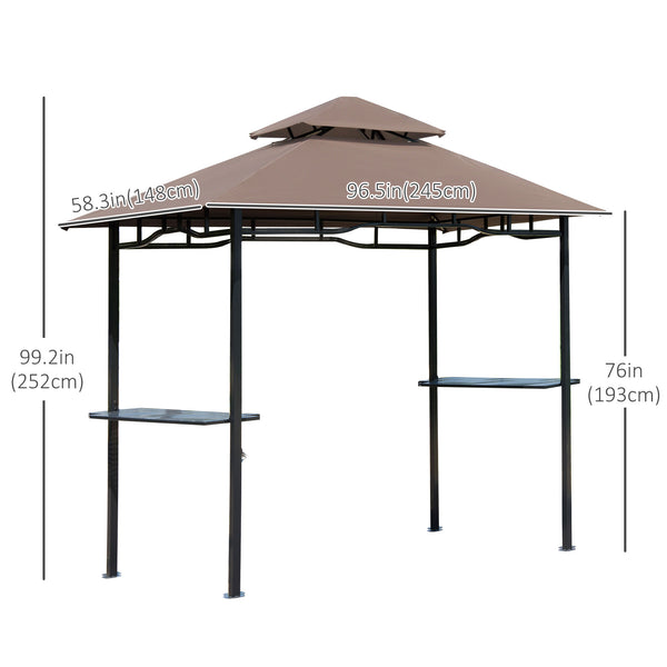 Tente de barbecue 8' x 5' avec auvent à deux niveaux pour pare-soleil extérieur