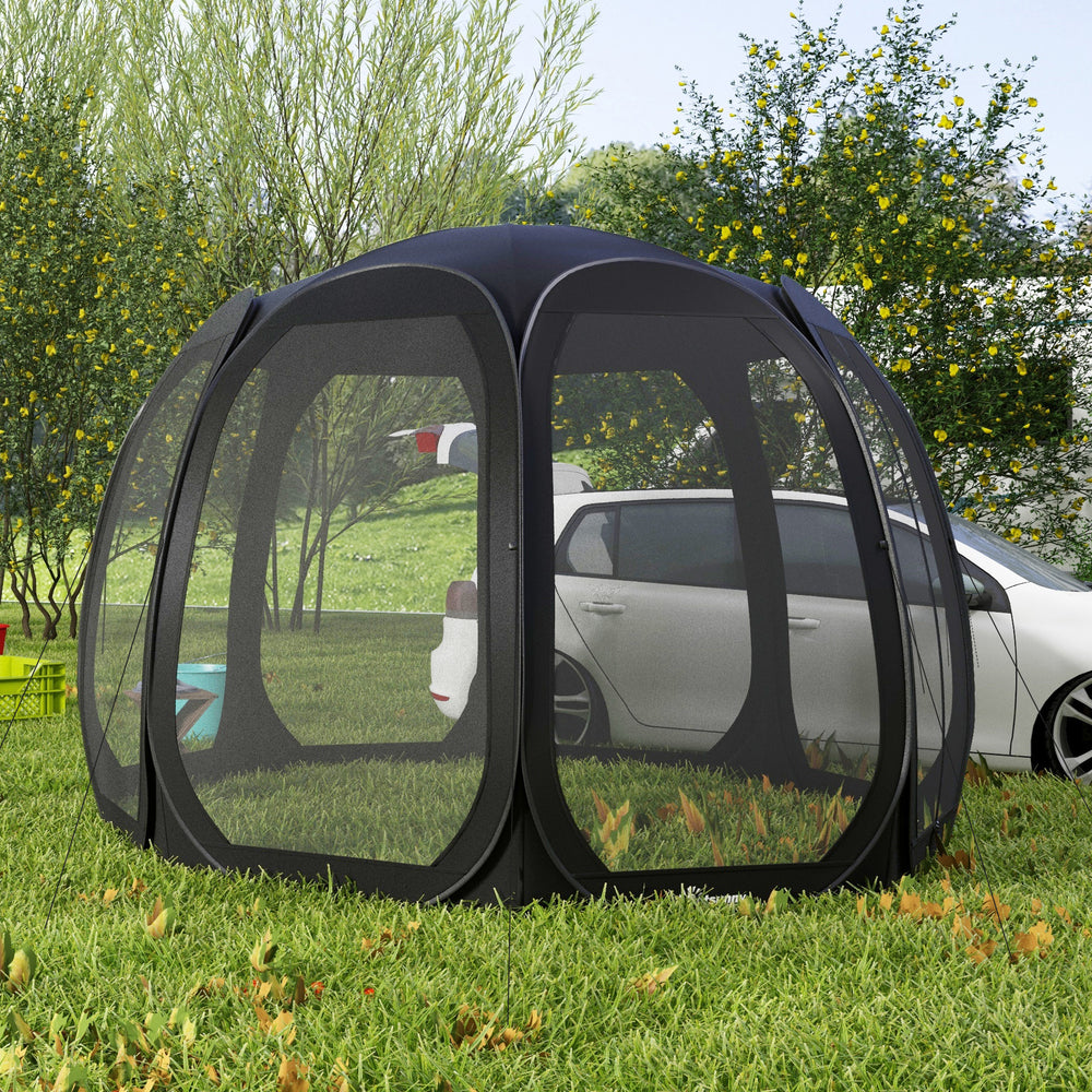 Tente moustiquaire pliable avec sac de transport et 2 portes, noire