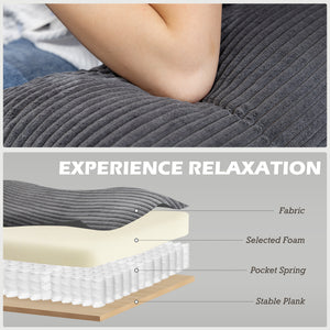 Canapé d'angle en forme de U avec double méridienne 4 places avec pieds en bois, gris foncé