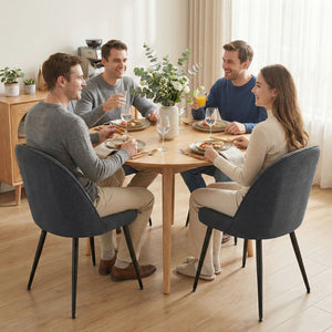 Set of 4 Modern Velvet Dining Chairs with Legs, Dark Grey