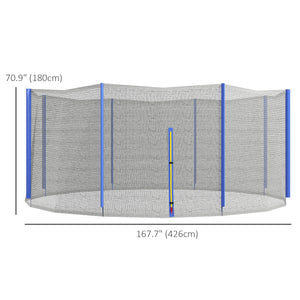 Soozier Trampoline Net Enclosure for 14ft Round Trampoline with 8 Straight Poles Poles Not Included, Weather Resistant Trampoline Netting Replacement with Zippered Entrance, Blue