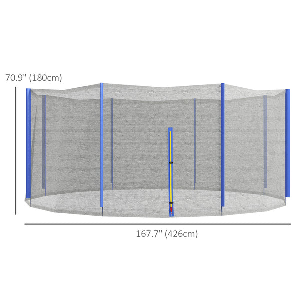 Soozier Trampoline Net Enclosure for 14ft Round Trampoline with 8 Straight Poles Poles Not Included, Weather Resistant Trampoline Netting Replacement with Zippered Entrance, Blue