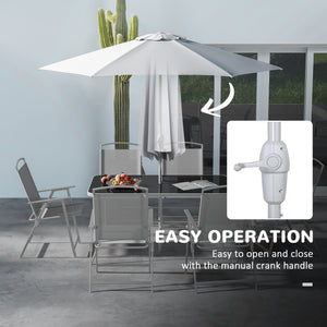 Ensemble de patio 8 pièces avec parasol, gris