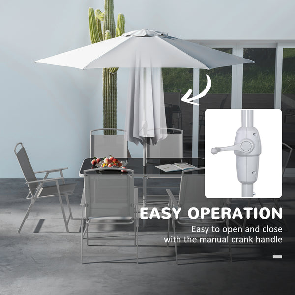 Ensemble de patio 8 pièces avec parasol, gris