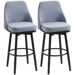 Ensemble de 2 tabourets de bar extra pivotants à 360° au design moderne avec repose-pieds et pieds en acier, gris clair