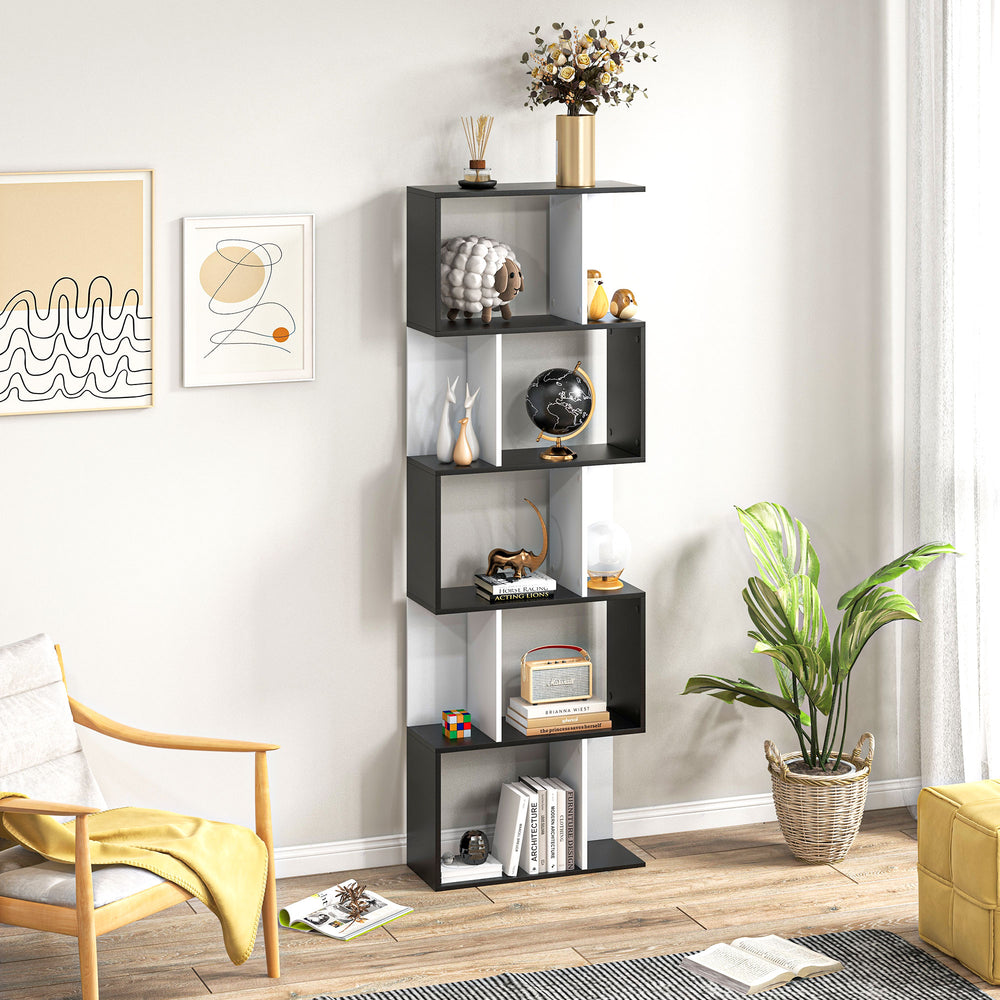 Bibliothèque moderne à 5 niveaux, séparateur de pièce, noir