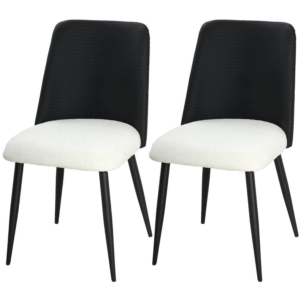 Dining Chairs Upholstered Kitchen Chairs Set of 2 with Steel Legs and Padded Seat for Dining Room, Kitchen, Black