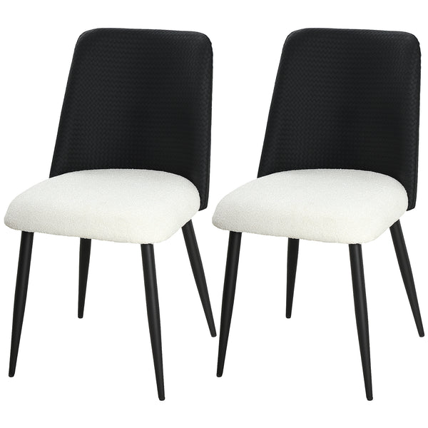 Dining Chairs Upholstered Kitchen Chairs Set of 2 with Steel Legs and Padded Seat for Dining Room, Kitchen, Black