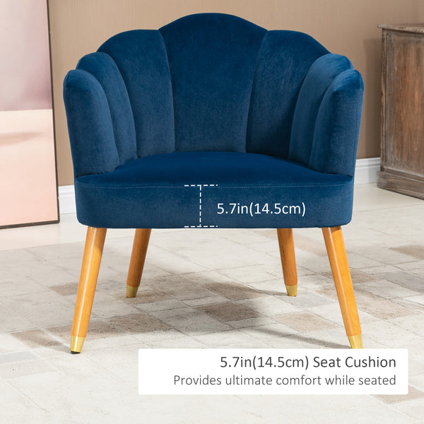 Fauteuils d'appoint avec assise rembourrée, accoudoirs et pieds en bois, bleu