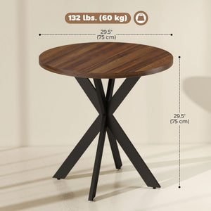 Table de salle à manger 29" ronde contemporaine avec pieds en acier, noyer