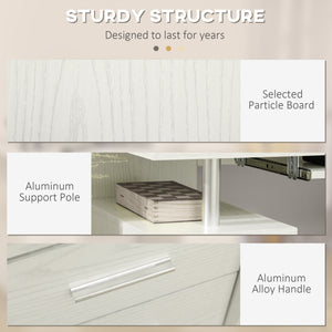 Computer desk with keyboard tray and storage drawers, white