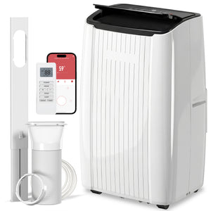 14,000 BTU 5-in-1 Portable Air Conditioner with Cooling, Heating, Dehumidifying, Fan, Sleep Mode, Wi-Fi Voice Control, White