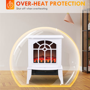 Poêle-cheminée autonome blanche avec flamme réaliste 750 W/1 500 W