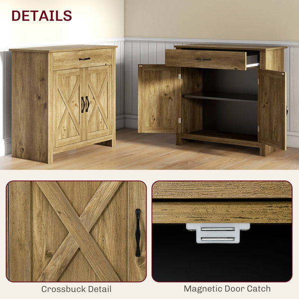 Buffet style ferme, meuble de rangement avec portes de grange, bois naturel