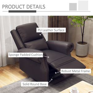 Fauteuil inclinable pivotant à bascule en cuir PU avec dossier, marron