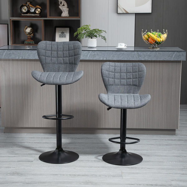 Lot de 2 tabourets de bar, hauteur réglable, pivotants, gris