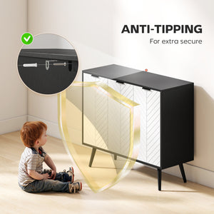 Buffet moderne avec étagères réglables et 3 portes, noir