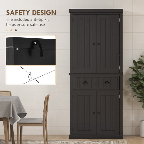 Garde-manger de 72 po avec tiroir, portes, noir
