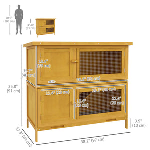 Clapier en bois avec 2 grandes niches principales