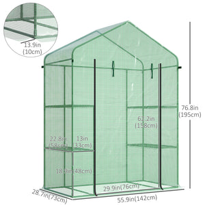 Miniature 3-tier greenhouse with 4 shelves