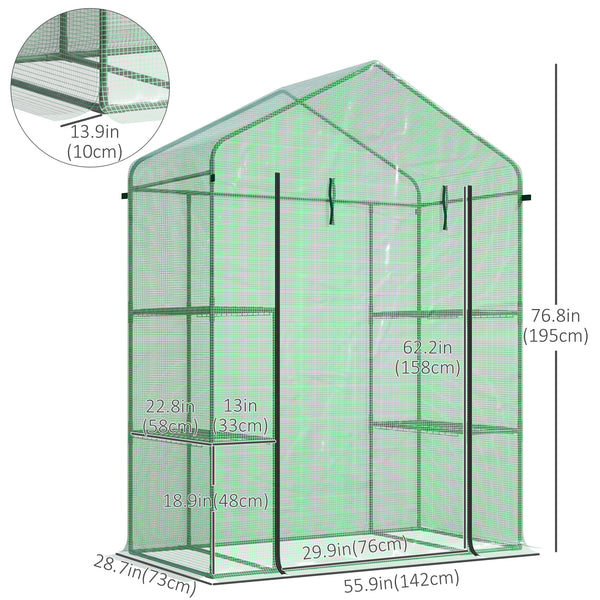 Miniature 3-tier greenhouse with 4 shelves