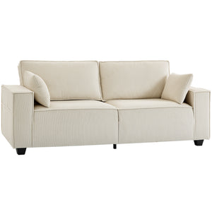 3-seater sofa, modern style corduroy upholstery, beige