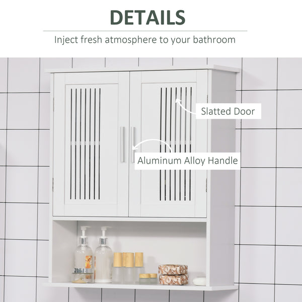 Modern 2-Door Wall-Mounted Bathroom Cabinet with Shelf, White