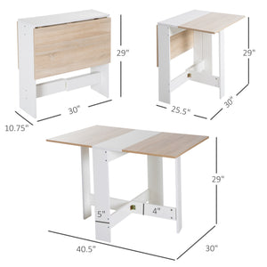 Table de salle à manger pliante en bois, blanc/chêne