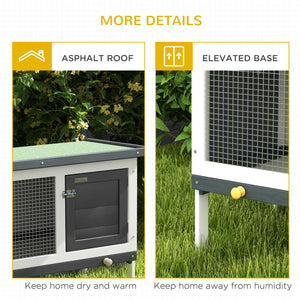 Wooden hutch with pull-out tray and opening roof, dark gray
