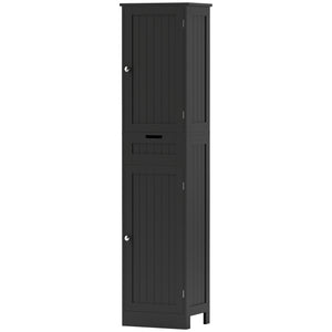 Meuble de salle de bain autoportant avec tiroir et 2 portes, noir