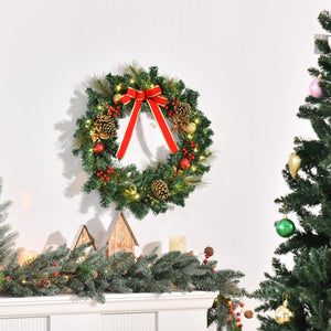 Couronne de Noël de 61 cm pré-éclairée avec 20 LED