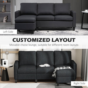 Canapé sectionnel moderne avec pouf, gris foncé