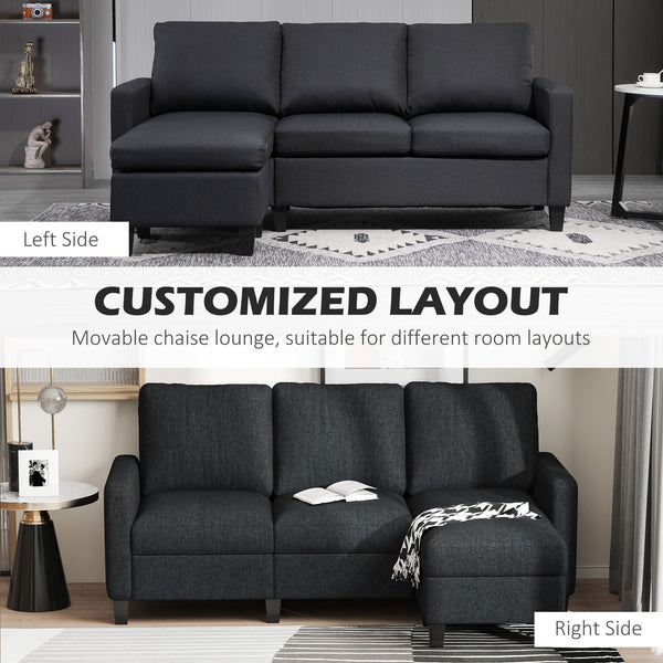 Canapé sectionnel moderne avec pouf, gris foncé