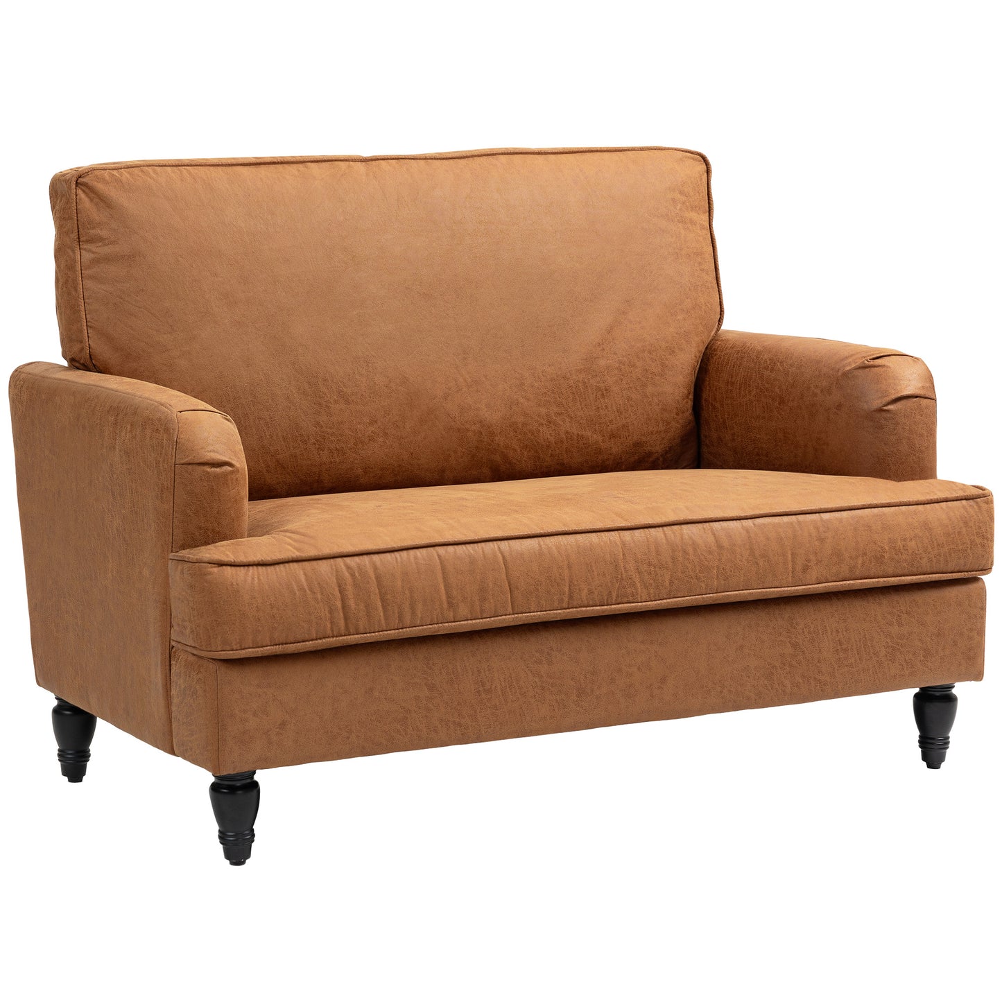 HOMCOM Modern Accent Chair, Microfiber Fabric Armchair with Turned Legs and Wide Seat, Comfortable Armchair for Living Room, Brown