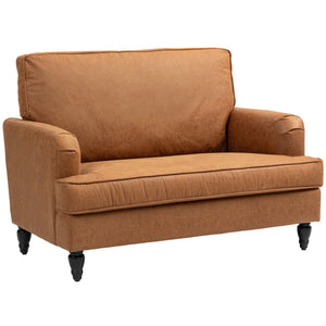 Fauteuil d'appoint moderne en tissu microfibre avec pieds tournés et assise large, marron
