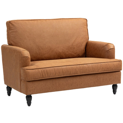 HOMCOM Modern Accent Chair, Microfiber Fabric Armchair with Turned Legs and Wide Seat, Comfortable Armchair for Living Room, Brown