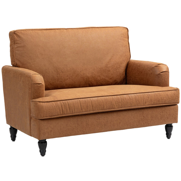 Fauteuil d'appoint moderne en tissu microfibre avec pieds tournés et assise large, marron