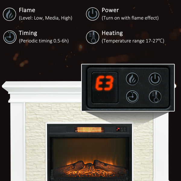 Cheminée électrique de 1400 W avec manteau blanc