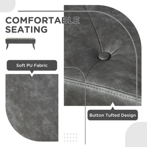 Banc de chambre avec capitonnage à boutons rembourré en similicuir, gris