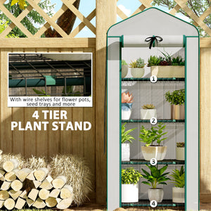Mini greenhouse with mosquito net roof and roll-up zip door, white