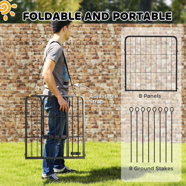 8-Panel Dog Playpen with Gate and Strap