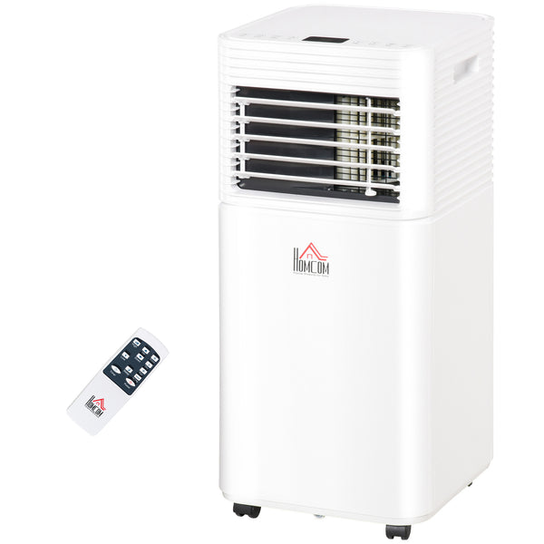 Climatiseur portable 10 000 BTU avec mode ventilateur et déshumidificateur, silencieux, avec télécommande et minuterie 24 h, blanc.