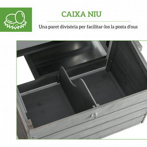 Poulailler extra large 123" en bois avec rampes d'accès et pondoirs, gris