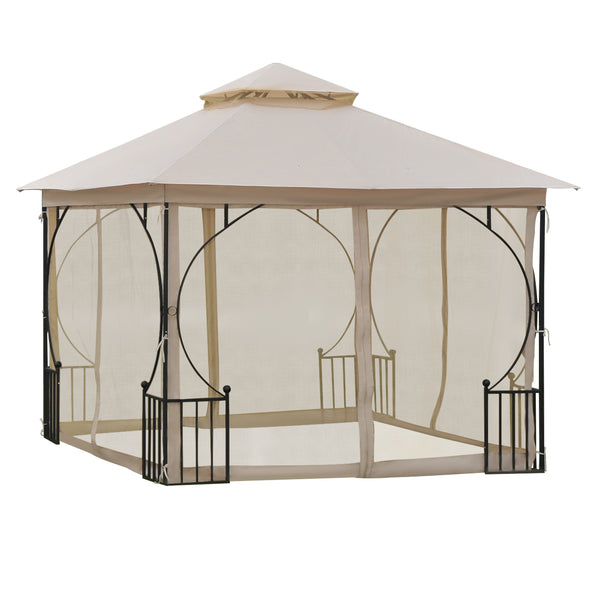 Gazebo 10 x 10 avec moustiquaires, beige