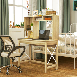 Bureau d'ordinateur avec avec rangement pour écrire, travailler, poste de travail, chêne