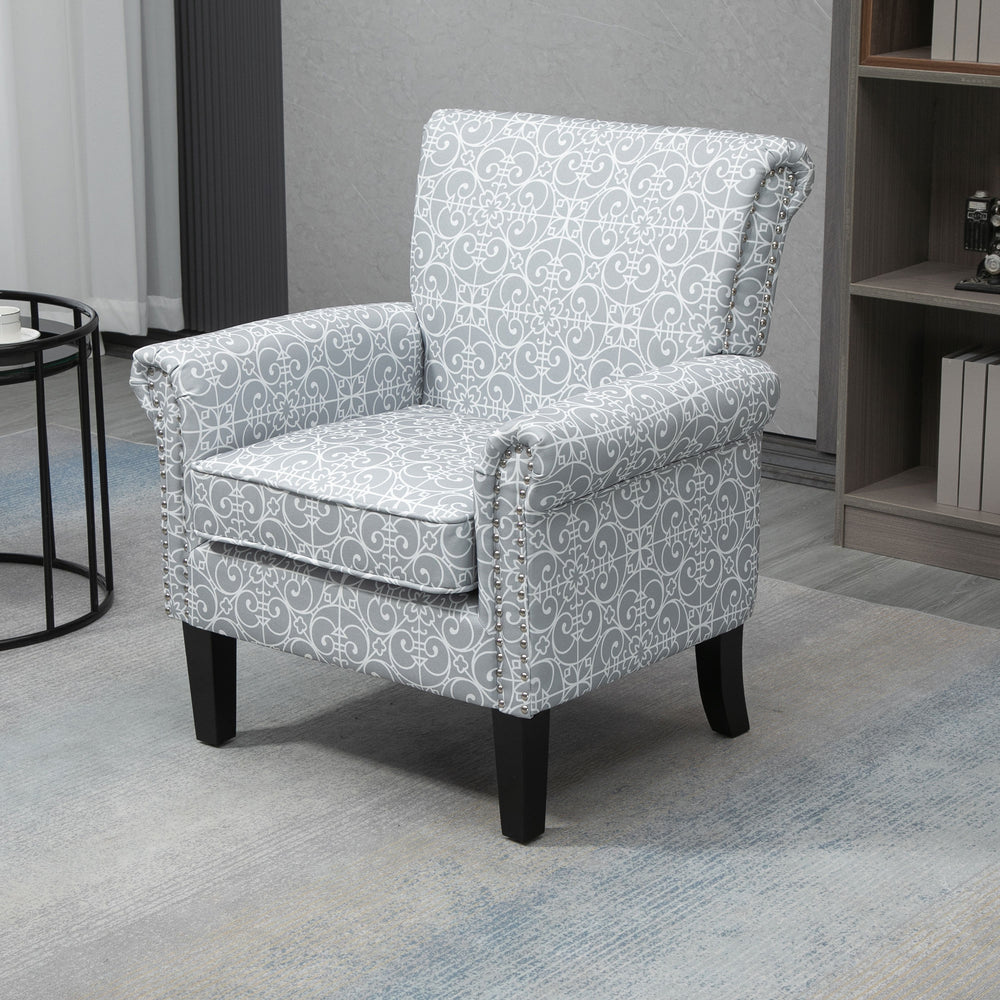 Fauteuil d'appoint rembourré avec tissu doux en lin, gris