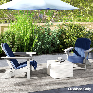 Lot de 2 coussins de chaise Adirondack à dossier haut avec attaches, mousse haute densité, bleu marine