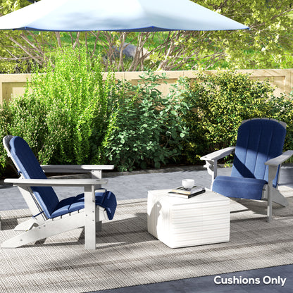 Lot de 2 coussins de chaise Adirondack à dossier haut avec attaches, mousse haute densité, bleu marine