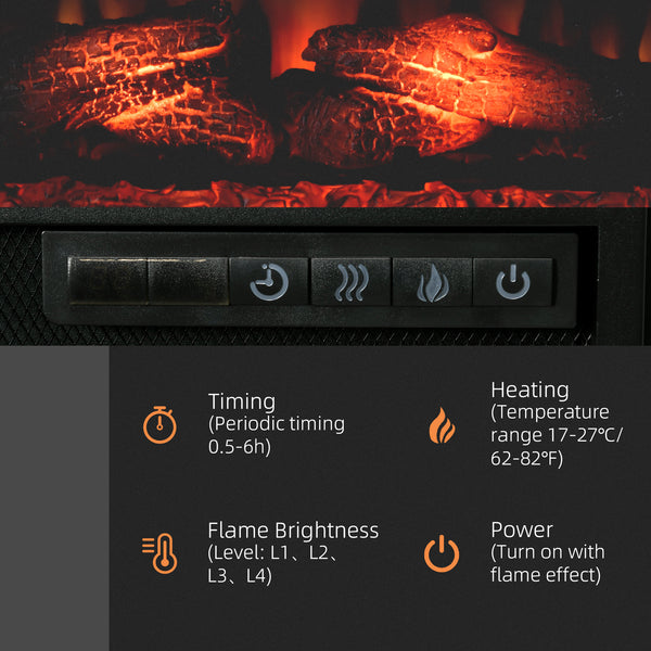 27-inch 1400W Built-in Electric Fireplace, Black
