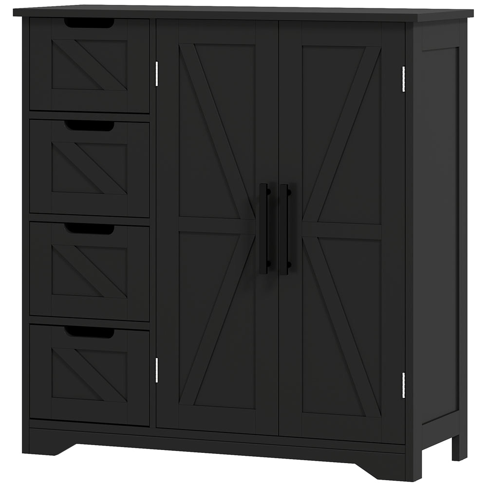 Meuble de salle de bain de style campagnard avec étagère réglable, noir